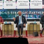 Patrick Muyaya, ministre de Communication et média lors du forum du partenariat stratégique 