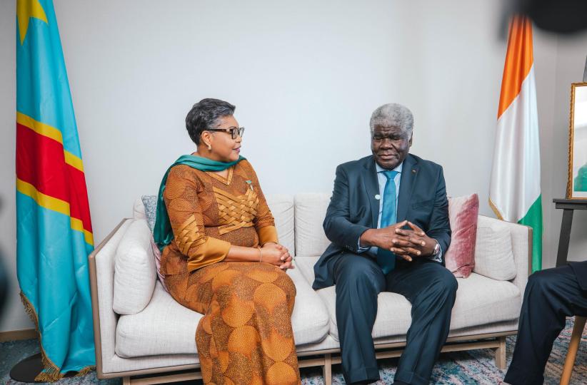 Judith Suminwa et Robert Beugré, respectivement premiers ministre de la RDC et de la Cote d'Ivoire