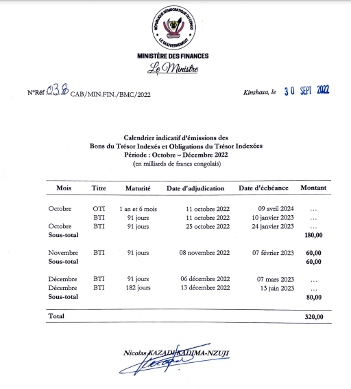 Calendrier BT 4T-22