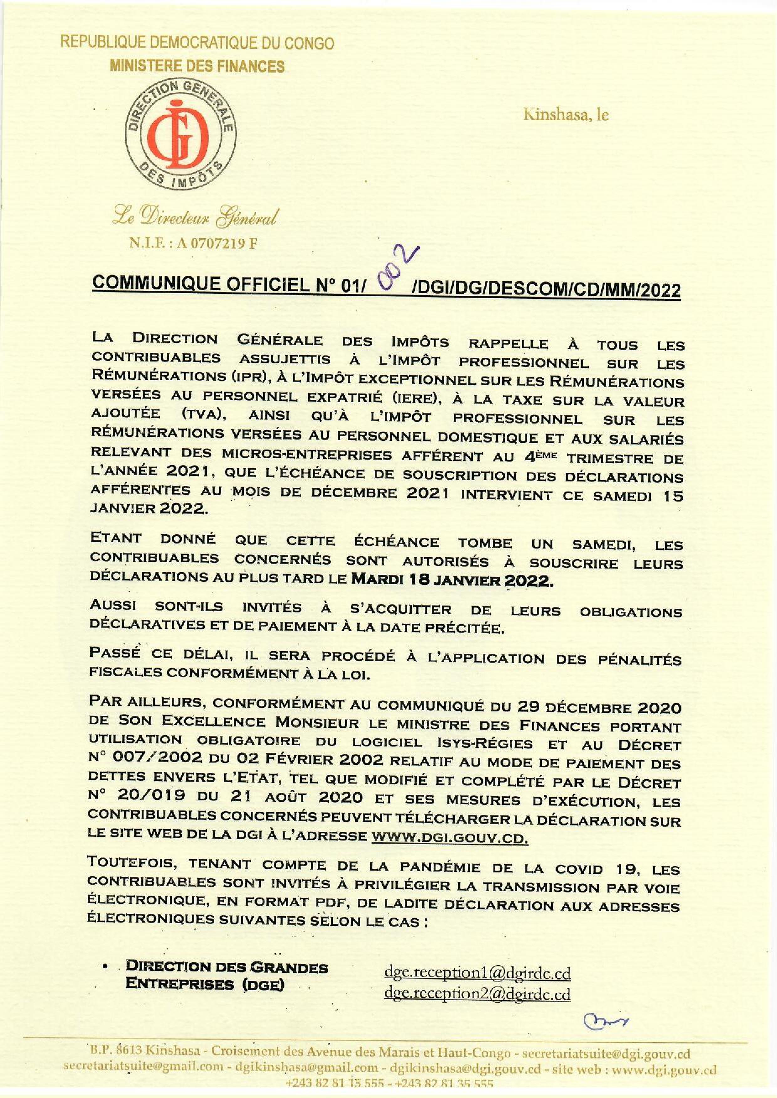 communiqué 