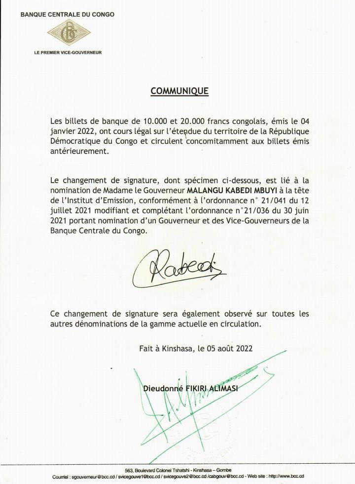 communiqué BCC