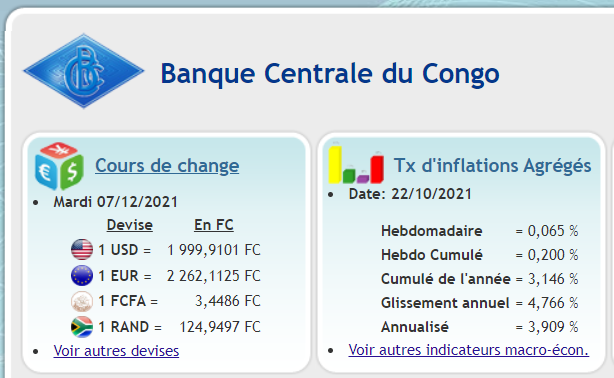 Cours de change du FC