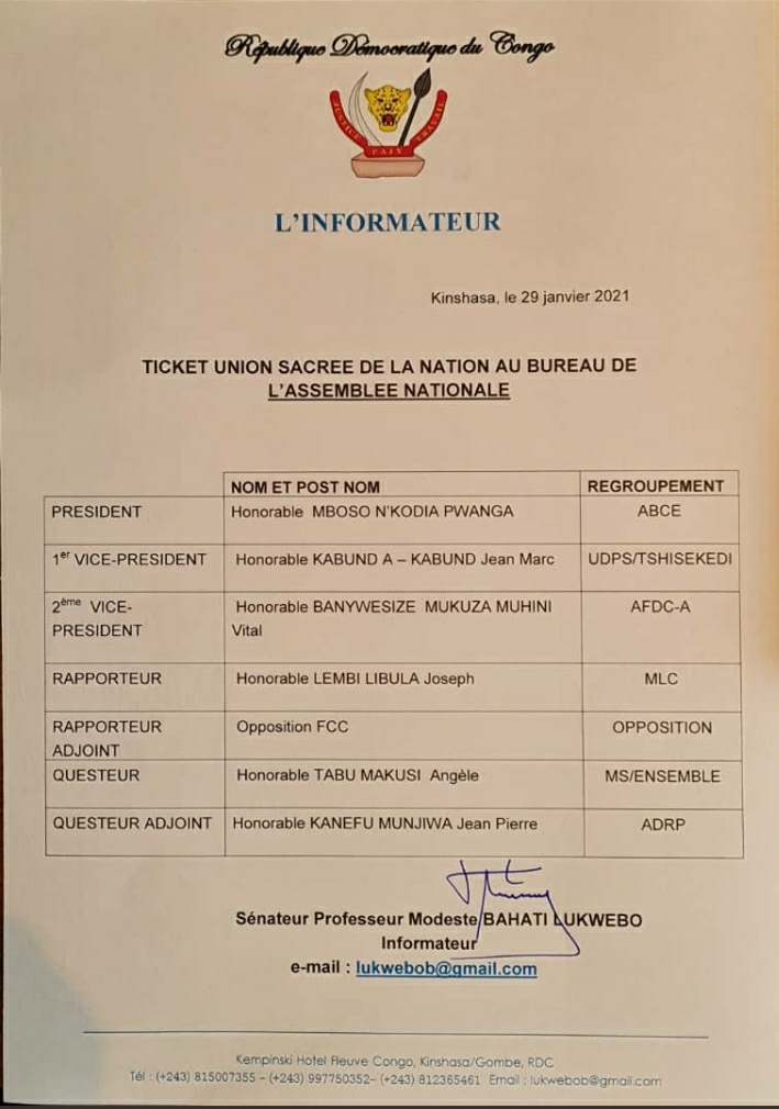 ticket Union sacrée 