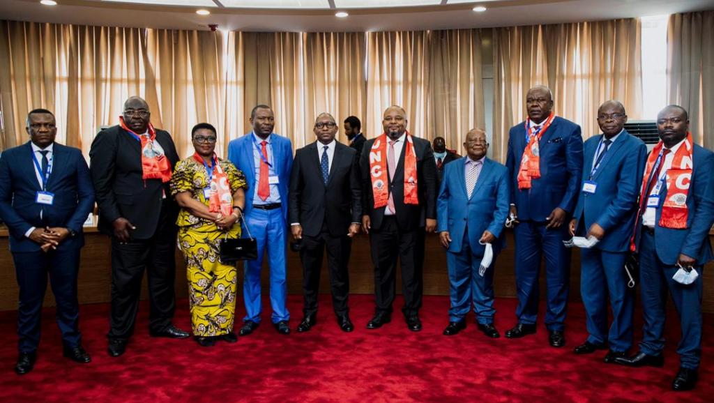 Sama Lukonde et la délégation de l'UNC. Ph. Droits tiers.