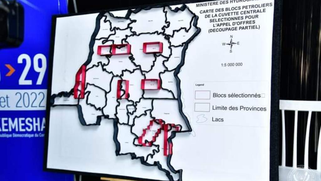 La carte de localisation des blocs pétroliers et gaziers