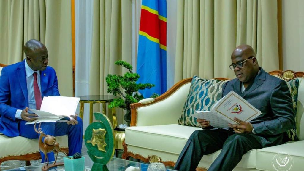 Le président de la République recevant L'Informateur à la Cité de l'uUnion africaine 