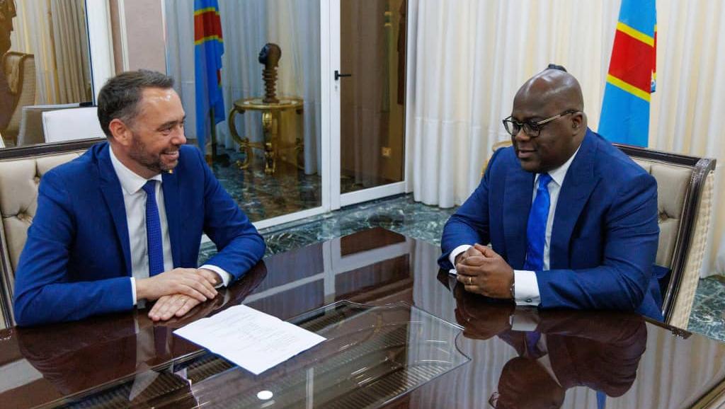 Maxime Prévot, ministre belge des affaires étrangères et Félix Tshisekedi, président de la RDC