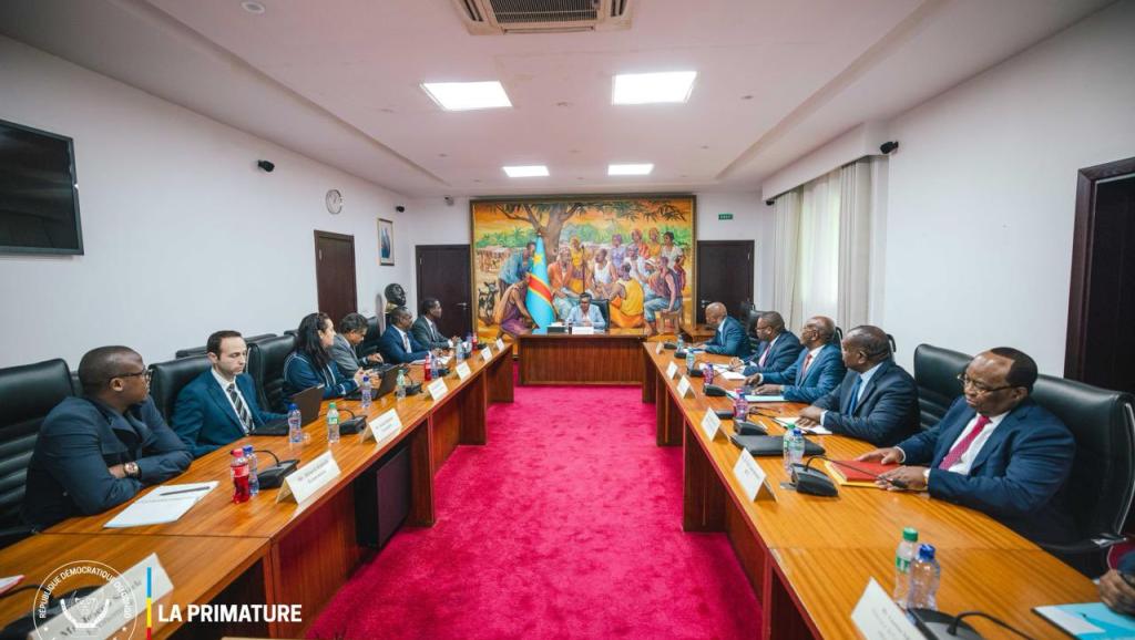 Photo prise mercredi 10 septembre 2025 lors de la rencontre entre Judith Suminwa et la mission de FMI