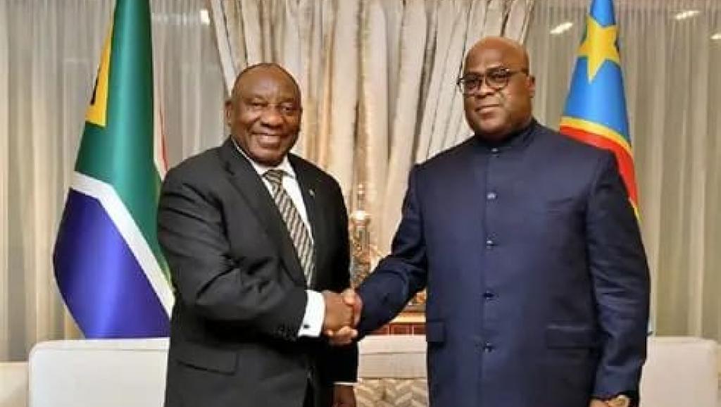 Félix et Ramaphosa, respectivement présidents de la RSA et de la RDC