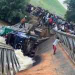 Photo du pont Bundwe effondré sur la RN1 dans le territoire de Bukama lundi 1 septembre 2025