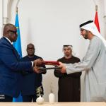 Lors de la siganture de l'Accord de Partenariat Économique Global axé sur le développement du secteur minier lundi 2 février 2026 à Abu Dhabi, aux Emirats arabes unis 