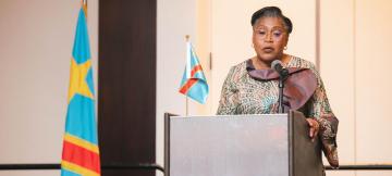 Judith Suminwa, première ministre, lors du lancement du Forum RDC-USA à Washington