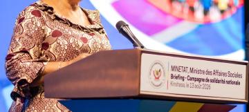 Ève Bazaiba, ministre d'État chargée des Affaires sociales, Solidarité nationale et Action humanitaire.