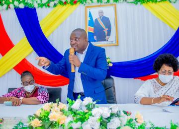 Muhindo Nzangi, ministre de l'ESU et Augustin Kibasa, ministre des PTNTIC. Ph. Droits tiers.