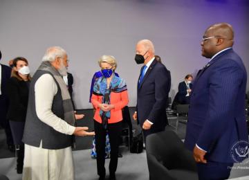 Félix Tshisekedi au côté de Joe Biden et de la présidente de l'UE