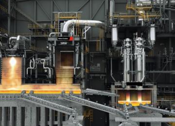 Un four de fusion flash direct Metso Outotec en fonctionnement. Crédit : Ivanhoe Mines.