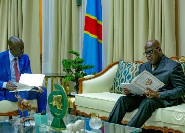 Le président de la République recevant L'Informateur à la Cité de l'uUnion africaine 