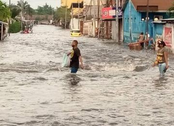 Vue d'un quartier de Kinshasa après une pluie diluvienne 