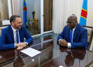 Maxime Prévot, ministre belge des affaires étrangères et Félix Tshisekedi, président de la RDC