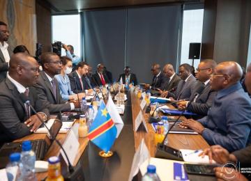 La mission de FMI à Kinshasa, reçu par le ministre de finances, Doudou Fwamba 