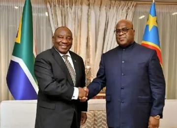 Félix et Ramaphosa, respectivement présidents de la RSA et de la RDC