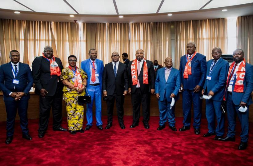 Sama Lukonde et la délégation de l'UNC. Ph. Droits tiers.
