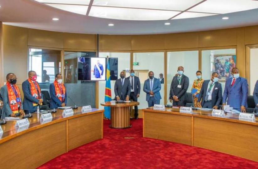 La délégation de l'AFDC-A et le premier ministre Sama Lukonde. Ph. Droits tiers.