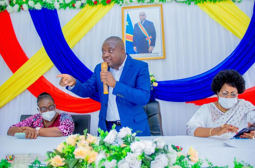 Muhindo Nzangi, ministre de l'ESU et Augustin Kibasa, ministre des PTNTIC. Ph. Droits tiers.