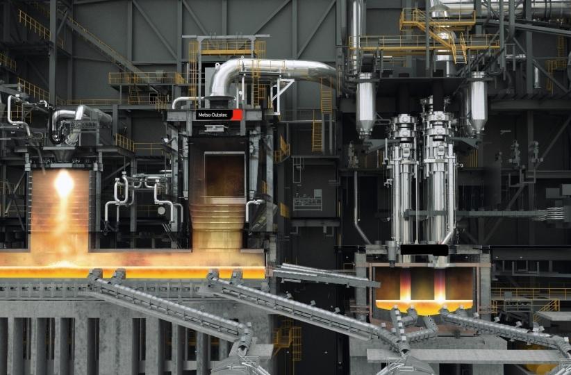Un four de fusion flash direct Metso Outotec en fonctionnement. Crédit : Ivanhoe Mines.