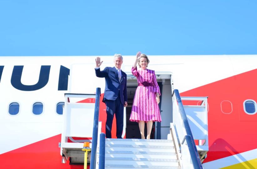 Retour en Belgique du couple royal depuis l'aéroport de la Luano à Lubumbashi 
