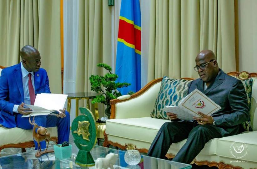Le président de la République recevant L'Informateur à la Cité de l'uUnion africaine 