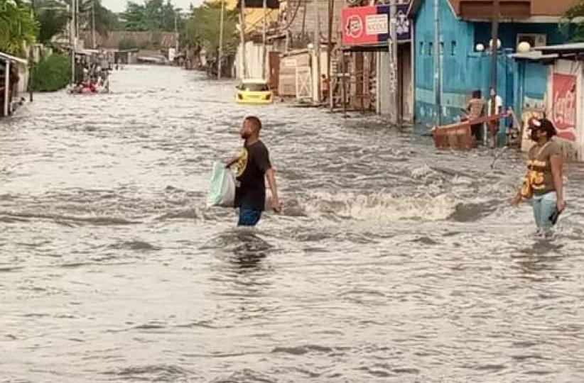 Vue d'un quartier de Kinshasa après une pluie diluvienne 