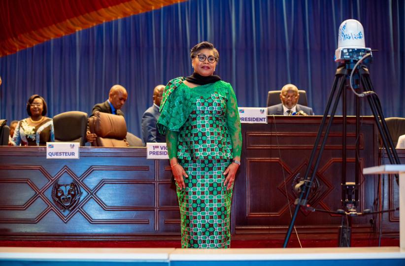La Première Ministre Judith Suminwa,  lors de la plénière d’investiture du Gouvernement 