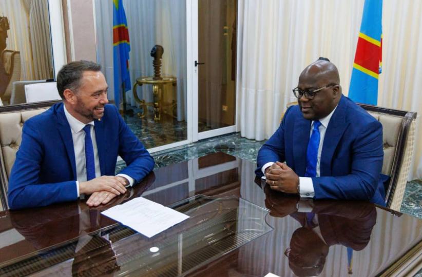 Maxime Prévot, ministre belge des affaires étrangères et Félix Tshisekedi, président de la RDC