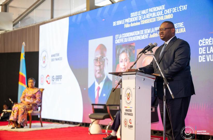 Doudou Fwamba, lors du lancement de la campagne de mobilisation pour l'entrée en vigueur de l'IS et IRPP à Kinshasa
