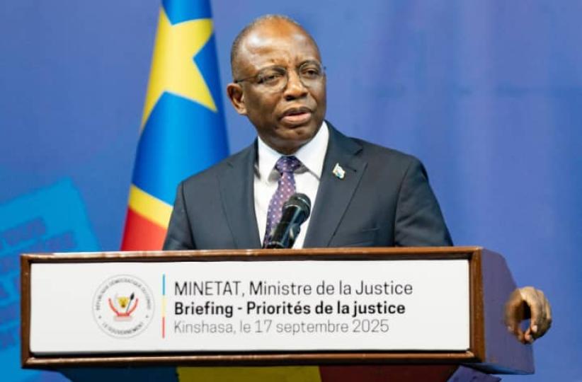 Guillaume Ngefa, nouveau ministre de Justice lors du briefing de ce mercredi 17 septembre 2025 à Kinshasa