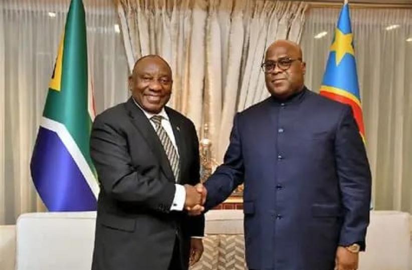 Félix et Ramaphosa, respectivement présidents de la RSA et de la RDC